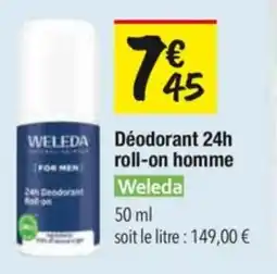 Les Comptoirs de la Bio Déodorant 24h roll-on homme weleda offre