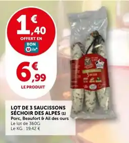 Utile Lot de 3 saucissons séchoir des alpes offre