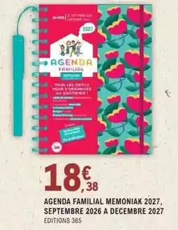 E.Leclerc Tous - agenda familial memoniak 2027,septembre 2026 a decembre 2027 offre