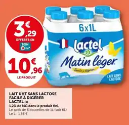 Utile Lait uht sans lactose facile à digérer lactel offre