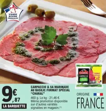 Carpaccio & sa marinade au basilic format spécial charal