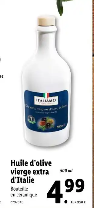 Lidl Huile d'olive vierge extra d'Italie offre