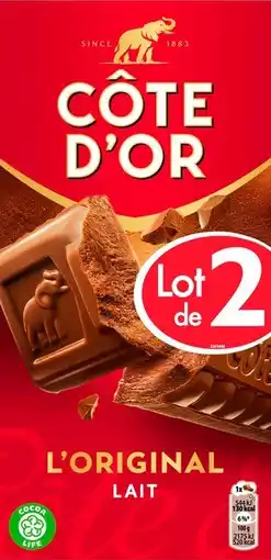 Auchan Cote d or tablettes de chocolat au lait extra côte d'or offre