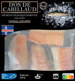 Auchan Sans marque dos de cabillaud atlantique surgelé offre
