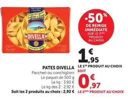 U Express Divella pâtes divella paccheri offre