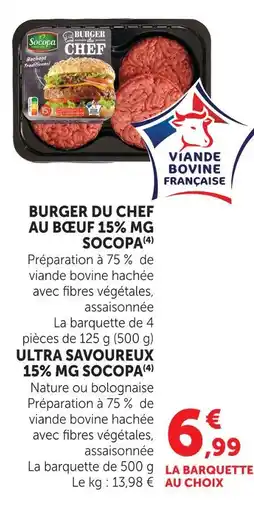 U Express Socopa burger du chef au bœuf 15% mg offre