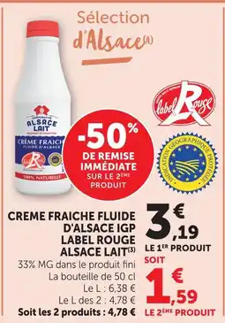 U Express Alsace lait crème fraîche fluide d'alsace igp label rouge offre