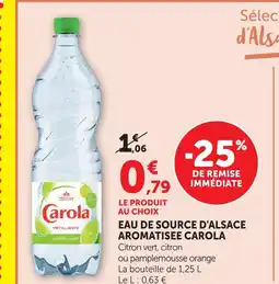 U Express Carola eau de source d'alsace aromatisée offre