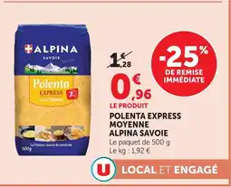 U Express Alpina savoie polenta express moyenne offre