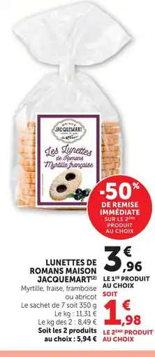 U Express Maison jacquemart lunettes de romans offre