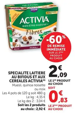 U Express Activia specialite laitiere au bifidus et aux cereales offre