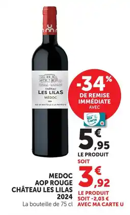 U Express Château les lilas médoc aop rouge 2024 offre