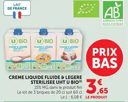 U Express U bio crème liquide fluide & légère stérilisée uht offre