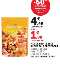 U Express Seeberger mix de fruits secs sucré salé offre