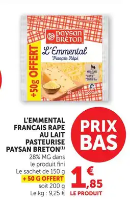 U Express Paysan breton l'emmental français râpé au lait pasteurisé offre