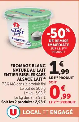 U Express Alsace lait fromage blanc nature au lait entier bibeleskaes offre