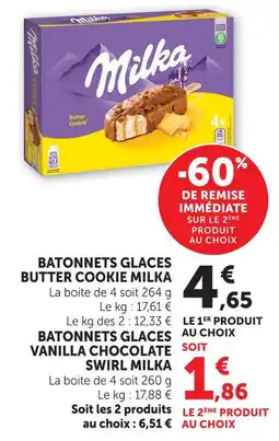 U Express Milka batonnets glaces butter cookie offre