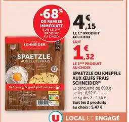 U Express Maison schneider spaetzle ou knepfle aux œufs frais offre
