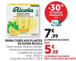 U Express Ricola drink cubes aux plantes de suisse offre