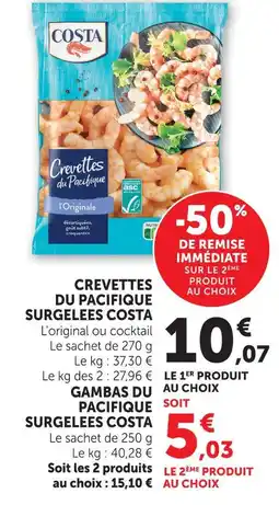 U Express Costa crevettes du pacifique surgelées offre