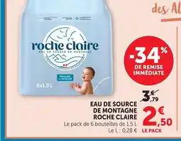 U Express Roche claire eau de source de montagne offre