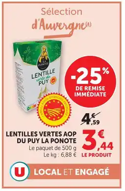 U Express La ponote lentilles vertes aop du puy offre