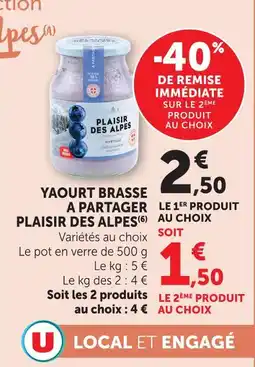 U Express Plaisir des alpes yaourt brassé à partager offre