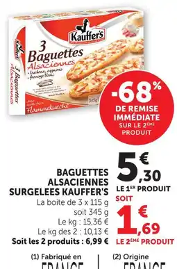U Express Kauffer's baguettes alsaciennes surgelées offre