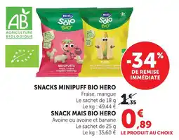 U Express Hero snacks minipuff bio offre