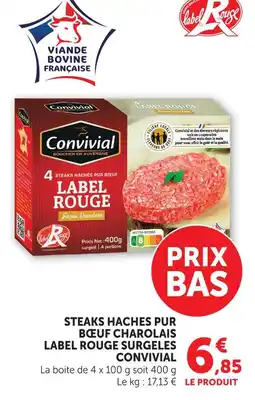 U Express Convivial steaks hachés pur bœuf charolais label rouge surgelés offre