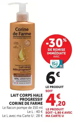 U Express Corine de farme lait corps hâle progressif offre