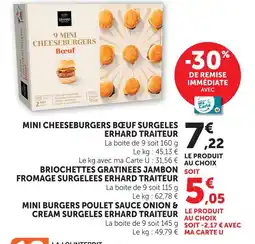 U Express Erhard traiteur mini cheeseburgers bœuf surgelés offre