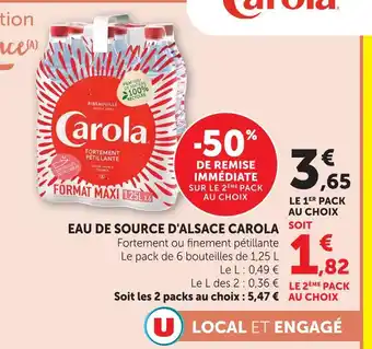 U Express Carola eau de source d'alsace offre