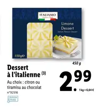 Lidl Dessert à l'italienne offre