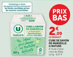 U Express U nature cube de savon de marseille offre