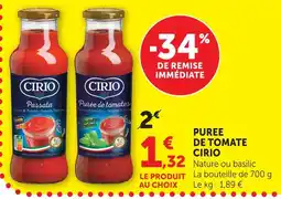 U Express Cirio purée de tomates offre