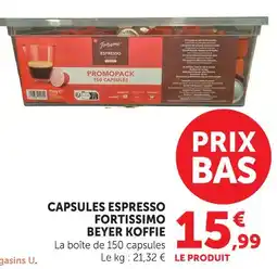 U Express Fortissimo beyer koffie capsules espresso offre