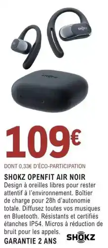 E.Leclerc Shokz - shoko openfit air noir offre