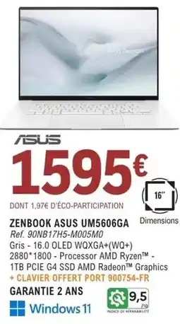 E.Leclerc Asus - zenbook um560ega offre
