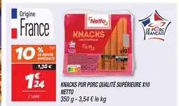 Netto NETTO Knacks pur porc qualité supérieure x10 offre