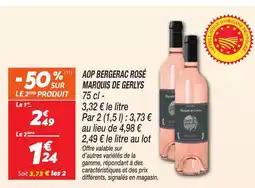 Netto Aop bergerac rosé marquis de gerlys offre