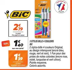 Netto BIC 3 stylos bille 4 couleurs offre