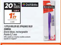 Netto DOMÉDIA 1 stylo roller gel effacable bleu offre