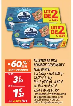 Netto PETIT NAVIRE Rillettes de thon 60% demarche responsable offre