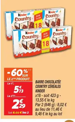 Netto KINDER Barre chocolatée country céréales offre