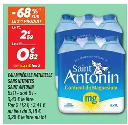 Netto SAINT ANTONIN Eau minérale naturelle sans nitrates offre