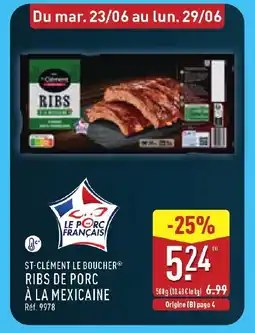 ALDI ST-CLÉMENT LE BOUCHER Ribs de porc à la mexicaine offre