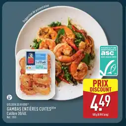 ALDI GOLDEN SEAFOOD Gambas entières cuites offre