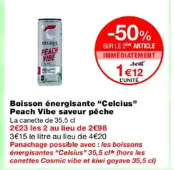 Monoprix CELSIUS Boisson énergisante Peach Vibe saveur pêche offre