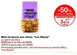 Monoprix LES NIÇOIS Mini-focaccia aux olives offre